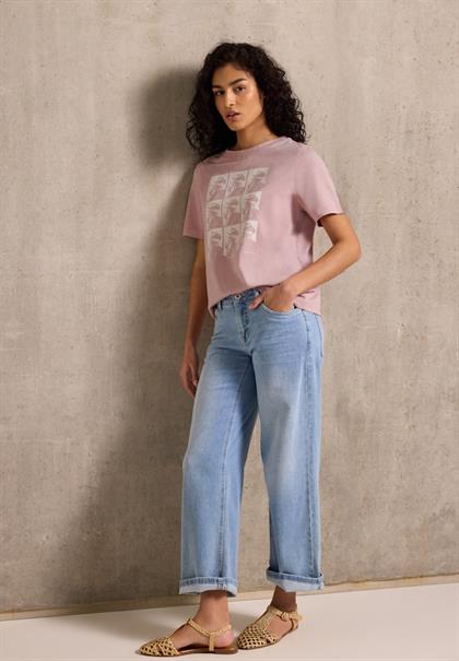 Washed-Look Shirt mit Print dessert rose