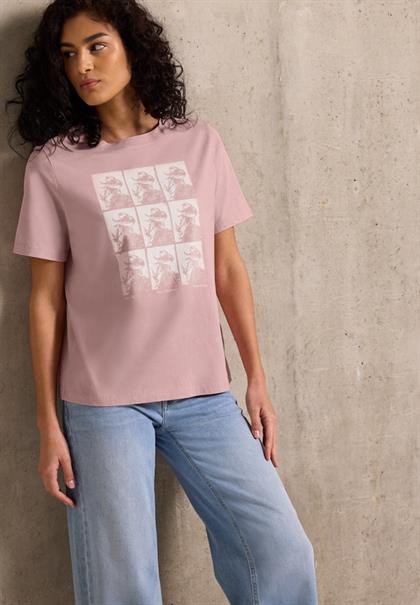 Washed-Look Shirt mit Print dessert rose