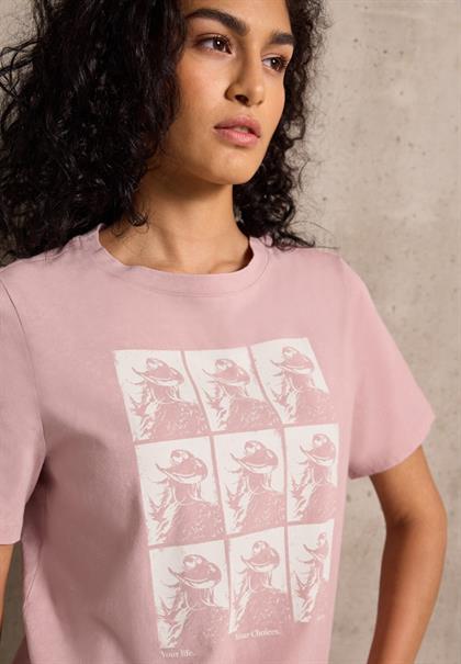 Washed-Look Shirt mit Print dessert rose