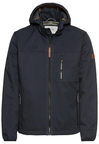 Wasseravbweisende Softshell-Jacke mit abnehmbarer Kapuze dark navy