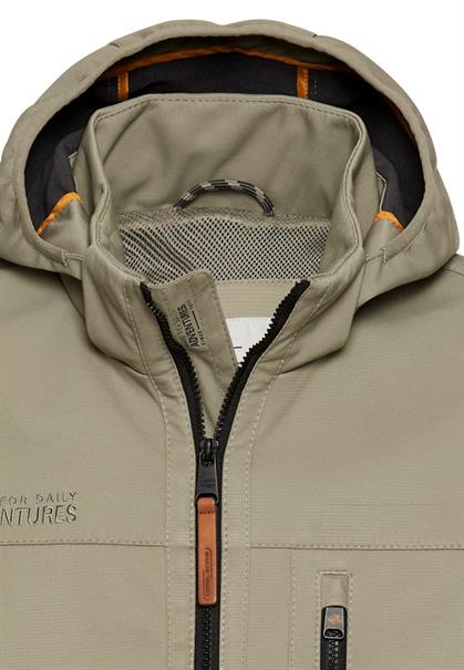 Wasseravbweisende Softshell-Jacke mit abnehmbarer Kapuze khaki