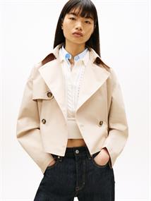 Water Repellent Relaxed Short Trench Coat white clay