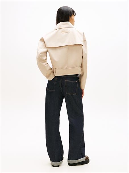 Water Repellent Relaxed Short Trench Coat white clay