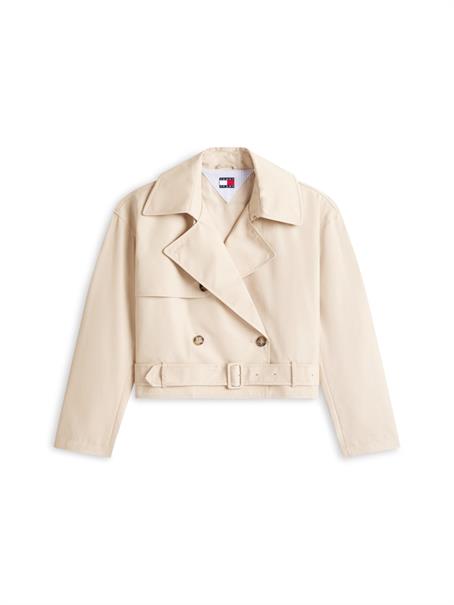 Water Repellent Relaxed Short Trench Coat white clay