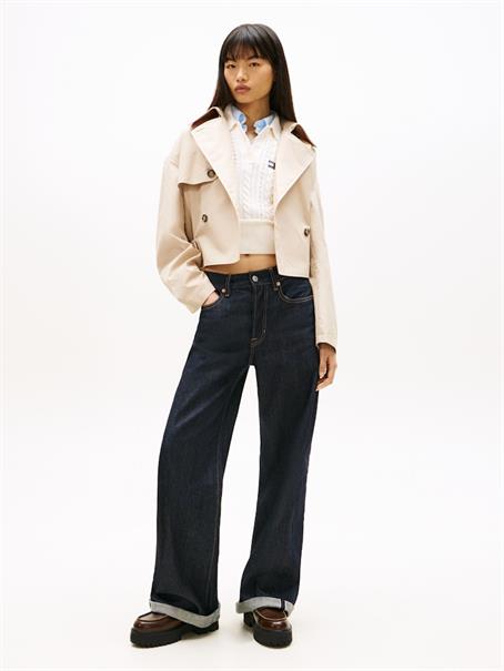 Water Repellent Relaxed Short Trench Coat white clay