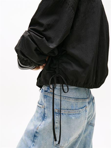 Water Repellent Tie Side Zip-Thru Jacket black