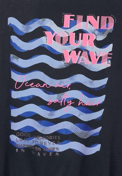 Wave Fotoprint Shirt deep blue