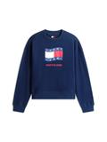 Wavy Flag Sueded Terry Boxy Sweatshirt dark night navy
