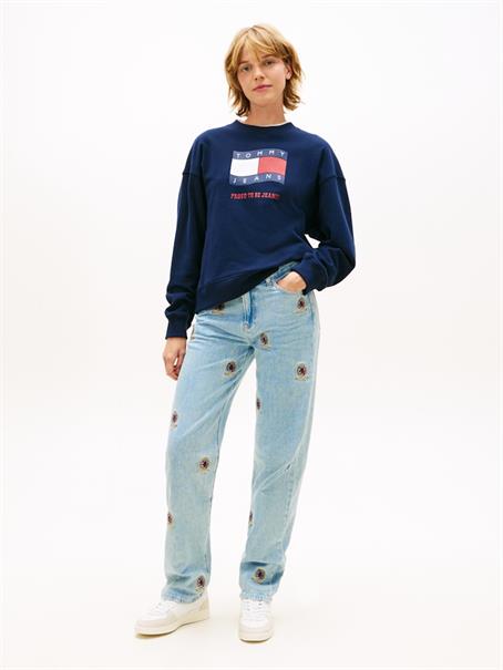 Wavy Flag Sueded Terry Boxy Sweatshirt dark night navy