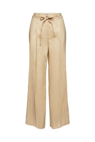 Weit geschnittene Leinenhose sand