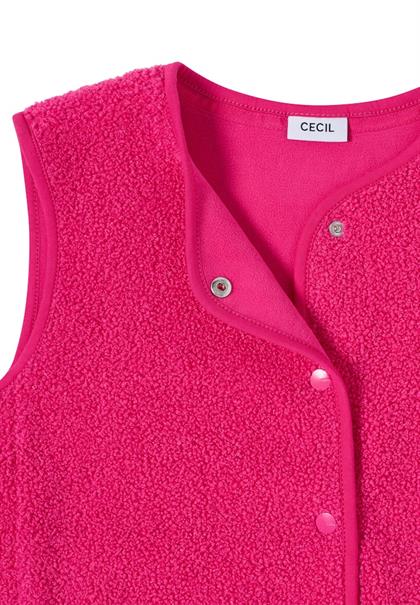 Weste aus Teddy-Material mit Rundhals beetroot pink