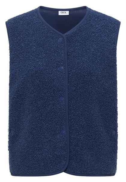 Weste aus Teddy-Material mit Rundhals sporty denim blue