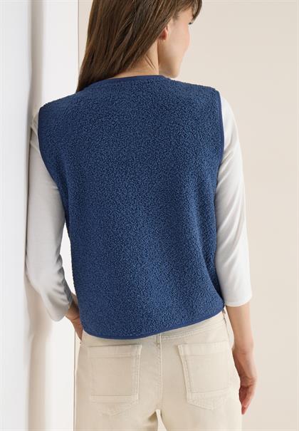 Weste aus Teddy-Material mit Rundhals sporty denim blue