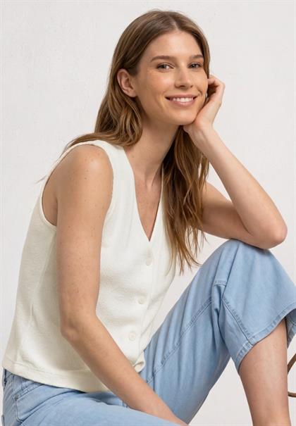 Weste in Feinstrick-Optik mit V-Neck off white