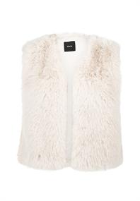 Weste in Felloptik sandshell