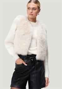 Weste in Felloptik sandshell