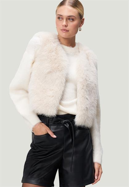 Weste in Felloptik sandshell