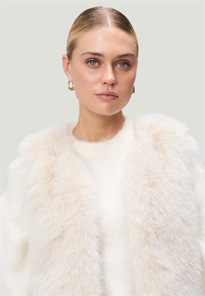 Weste in Felloptik sandshell