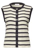 Weste mit Rundhals und Streifen off white