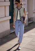 Weste mit Rundhals und Streifen off white