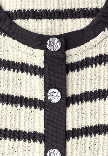 Weste mit Rundhals und Streifen off white