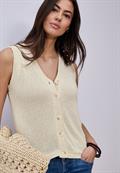 Weste mit V-Neck im Strick-Look smoke beige