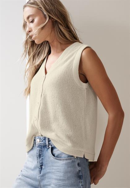 Weste mit V-Neck im Strick-Look smoke beige
