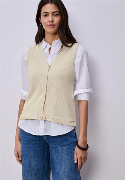 Weste mit V-Neck im Strick-Look smoke beige