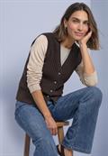 Weste mit V-Neck in Rippstruktur black coffee