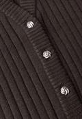 Weste mit V-Neck in Rippstruktur black coffee