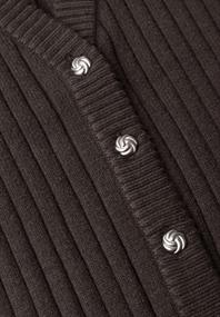 Weste mit V-Neck in Rippstruktur black coffee