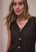 Weste mit V-Neck und Knopfleiste espresso brown