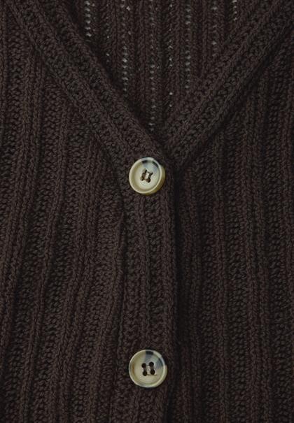 Weste mit V-Neck und Knopfleiste espresso brown