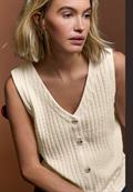 Weste mit V-Neck und Knopfleiste soft beige