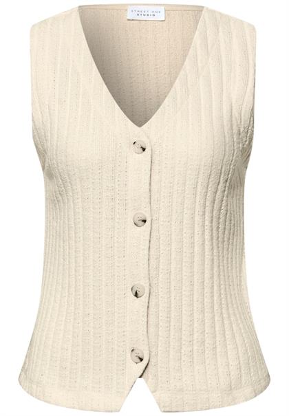 Weste mit V-Neck und Knopfleiste soft beige