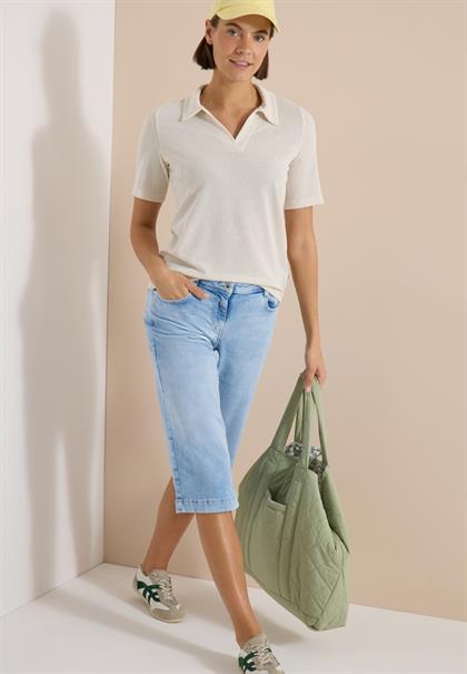 Wide Leg Capri Jeans im Loose Fit light blue random bleached