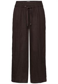 Wide Leg Hose im Loose Fit aus Leinen espresso brown