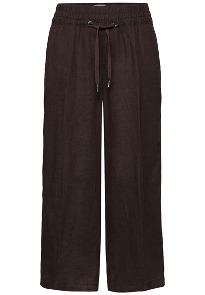 Wide Leg Hose im Loose Fit aus Leinen espresso brown