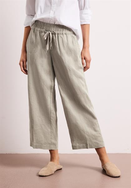 Wide Leg Hose im Loose Fit aus Leinen timeless beige