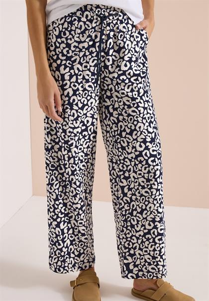 Wide Leg Hose im Loose Fit mit Leo-Print urban dark blue