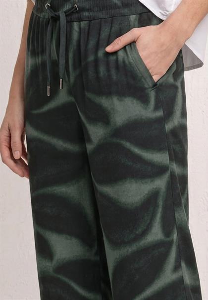 Wide Leg Hose im Loose Fit mit Print deep bound green