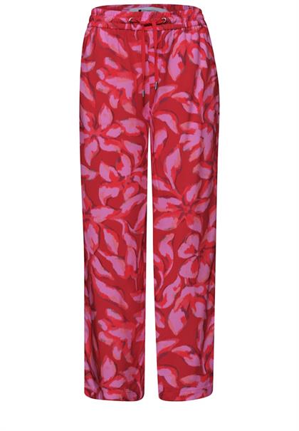 Wide Leg Hose im Loose Fit mit Print salsa red