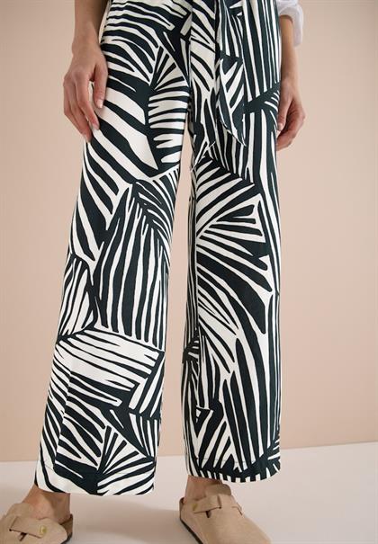 Wide Leg Hose mit Print und Gürteldetail palm breeze green