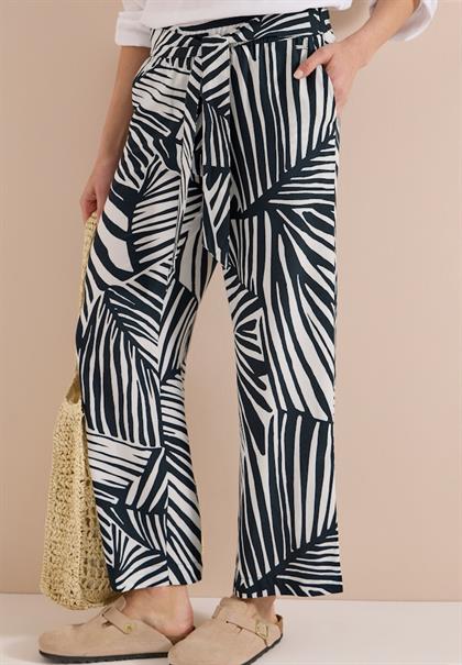 Wide Leg Hose mit Print und Gürteldetail palm breeze green