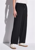 Wide Leg Hose mit Struktur black