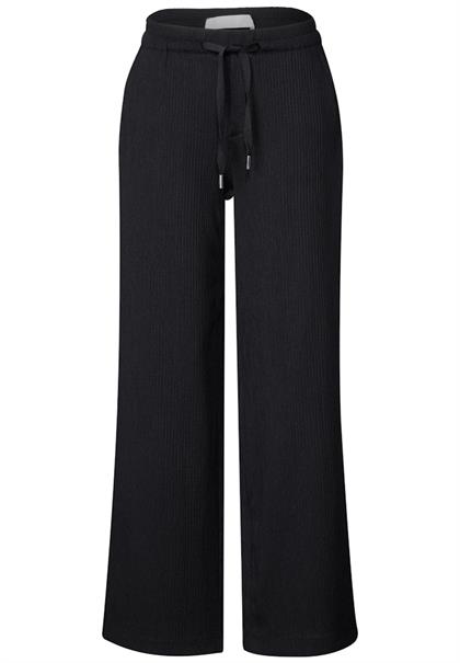 Wide Leg Hose mit Struktur black