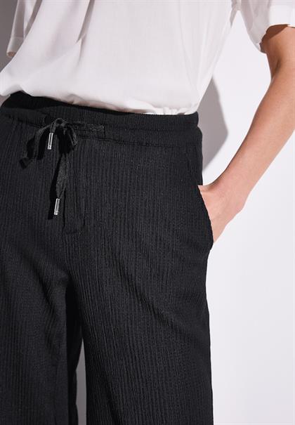 Wide Leg Hose mit Struktur black