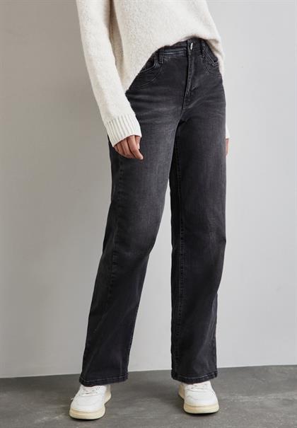 Wide Leg Jeans black net wash
