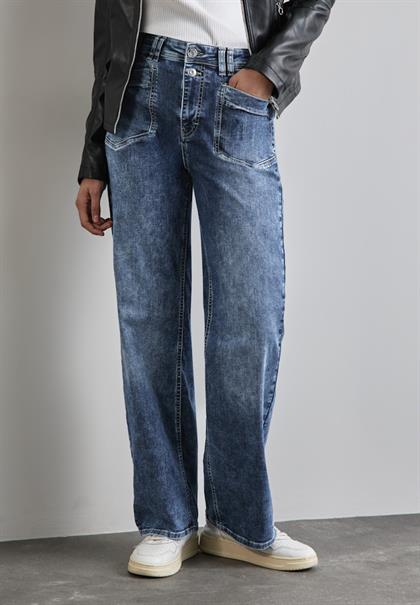 Wide Leg Jeans mid blue random wash