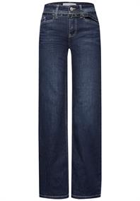 Wide Leg Jeans mit Gürtel dark blue washed